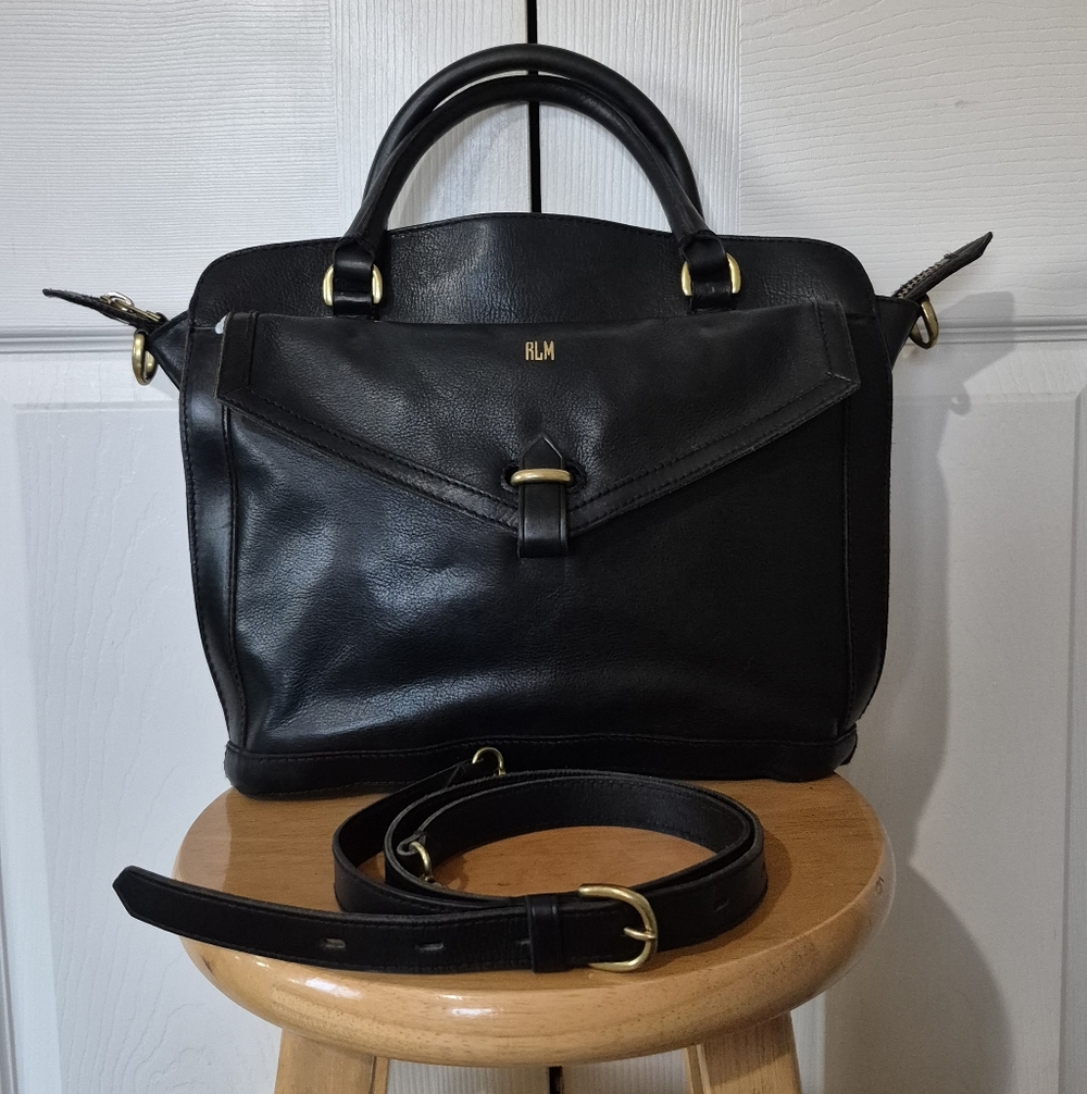 Madewell Sloane Black Leather Satchel Handbag With Removable Strap